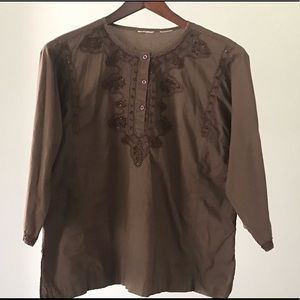 Chocolate brown beaded top